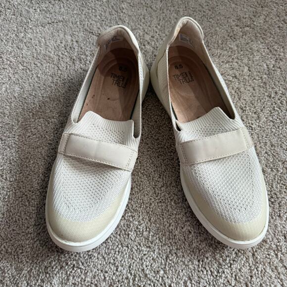 Time and True Comfort Knit Loafers Off-White / Bone Women's Size 8.5 Easy On Off - Picture 1 of 12